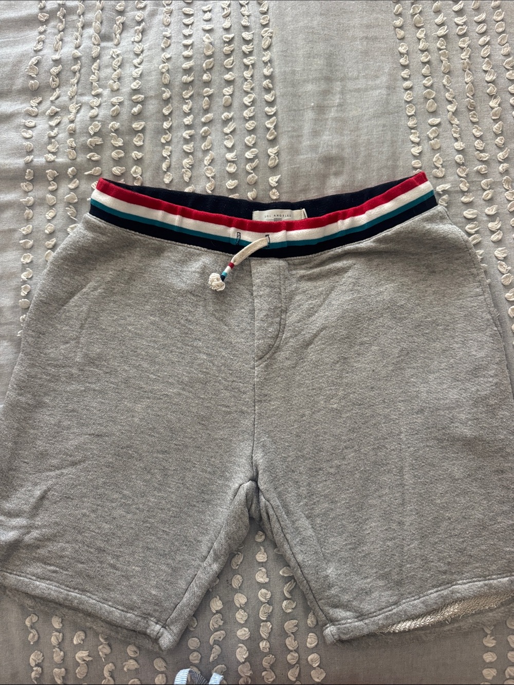Sol Angeles Gray Men's Sweat Shorts with Navy, Red & Teal Waistband